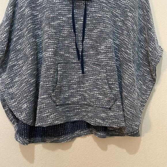 Sunday Cowl Neck Poncho Top Knit Pullover Oversized Small Beachy Cape Layer Blue - Picture 4 of 11